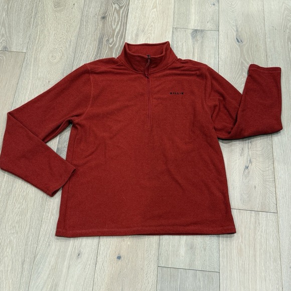 Killik Other - Killik Mens 1/4 Zip Mock Neck Long Sleeve Sweater Red Size Large L